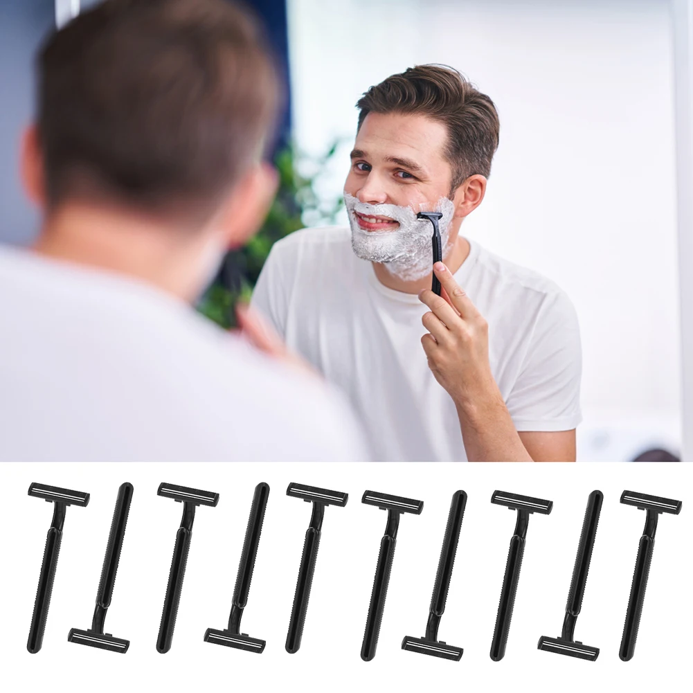 

10 шт., одноразовые бритвы из углеродистой стали с нескользящей ручкой