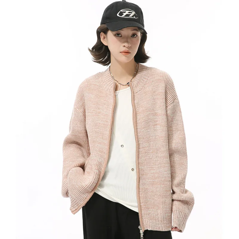 Нишевый дизайн мужской кардиган однотонный с круглым воротником повседневные