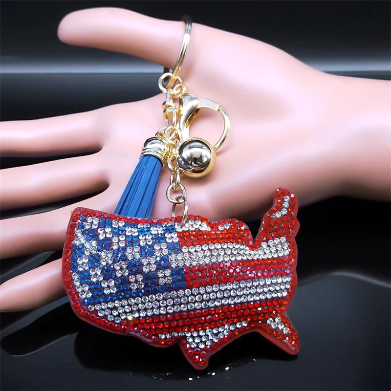 Брелок с американским флагом для женщин и мужчин брелок ключей золотого цвета