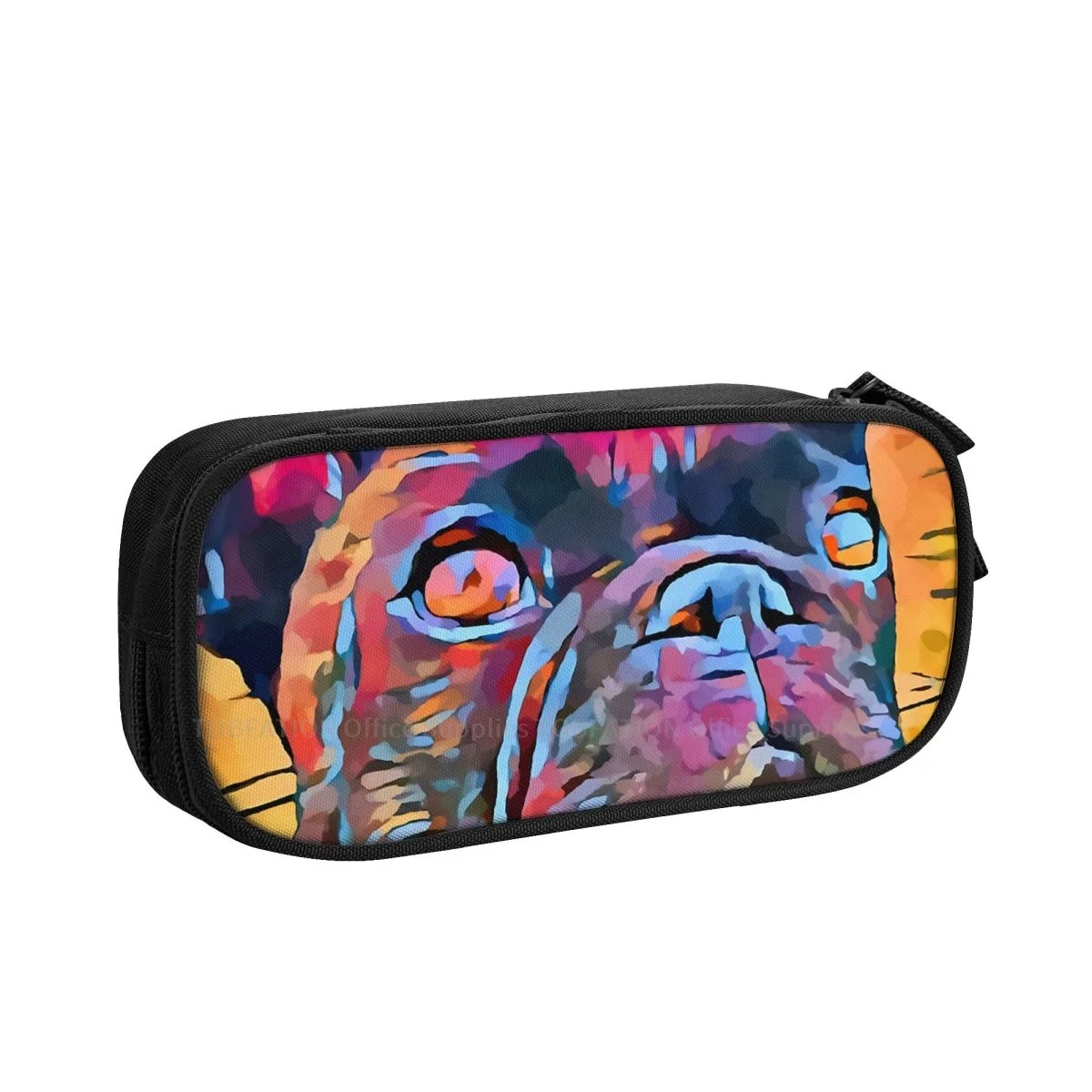 

Oil Painting Pencase French Bulldog Pet Pencil Bag Girls Boys School Storage Supplies Large Capacity Double Zipper