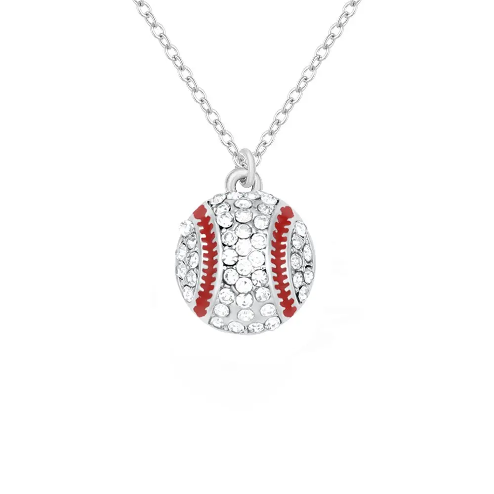 Бейсбольный Софтбол Хрустальная эмаль висячее ожерелье блестящее Спортивное