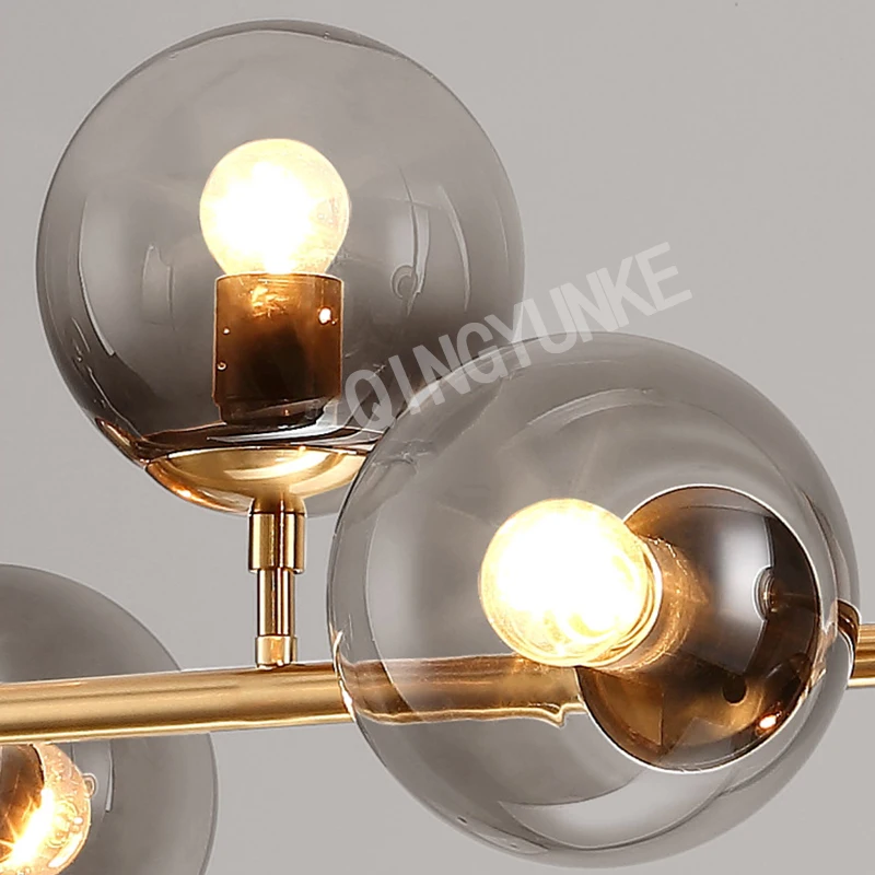 Скидка Железные светодиодные подвесные светильники, стеклянные шариковые лампы, Затемненные светильники, аксессуары для украшения дома, гостиной...