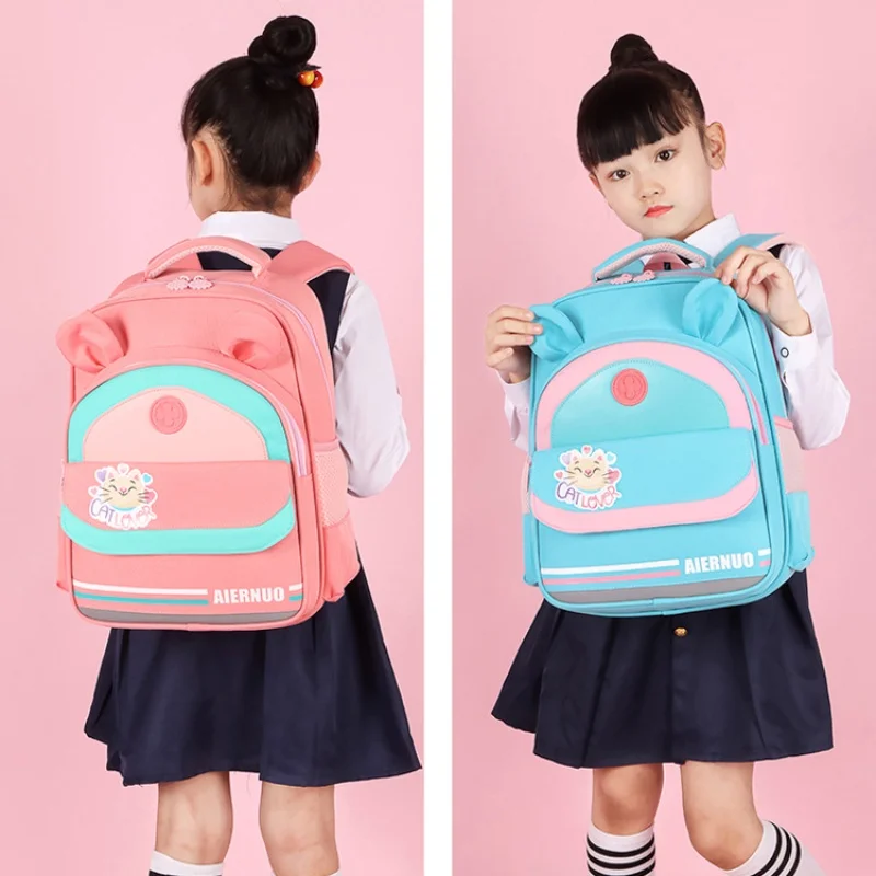 Grade 2-6 Primary Children Cute Cat Dog Ear Backpacks New Fashion Girl Boy Cartoon Lightweight Schoolbags Kids Fashion Backpack