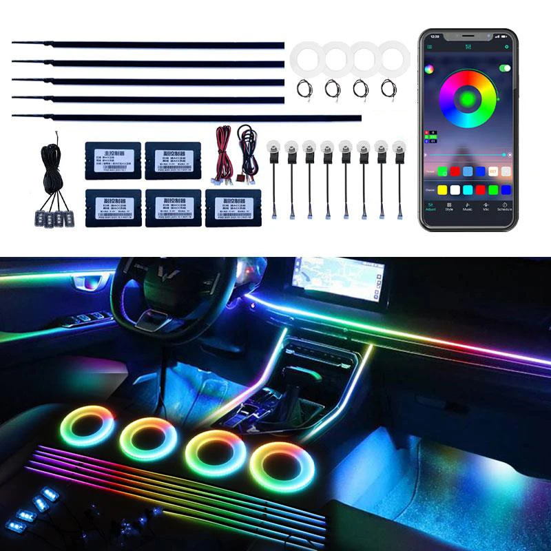 

18 in 1 Symphony car Ambient light RGB guide fiber optic car Interior Decorative Atmosphere Lamp 22 in 1 car decoration light