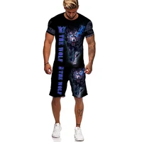 new summer tracksuit men ferocious wolf 3d printing tshirt sets male suit t shirt shorts gym clothes casual 2 piece set clothing