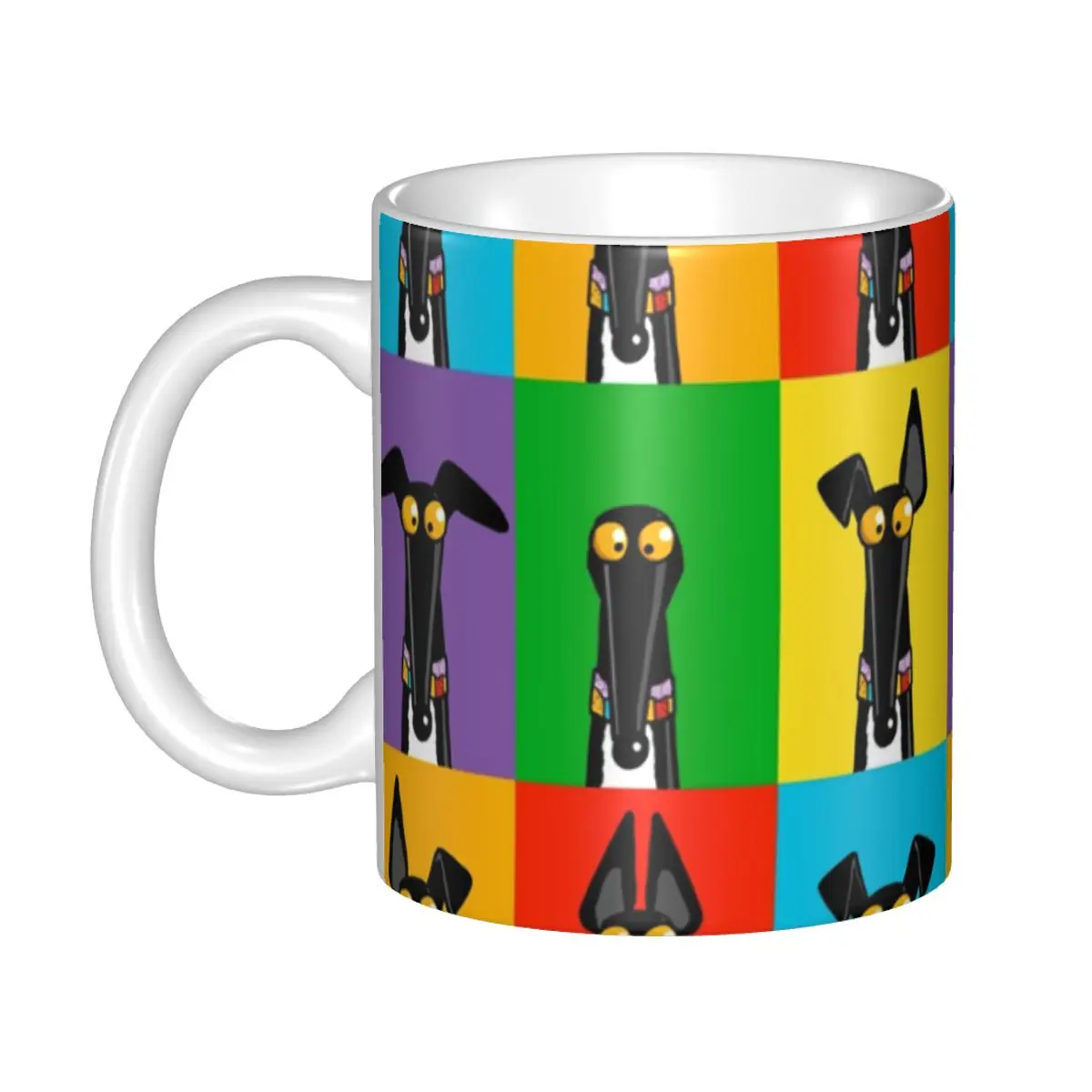

Greyhound Semaphore With Border Mugs Custom Cartoon Dog Coffee Ceramic Mug Cup Creative Present