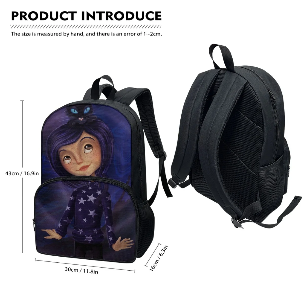 FORUDESIGNS Cute Student Schoolbags Multi Pocket Coraline Cartoon Girls Backpacks School Lightweight Fashionable Back Pack