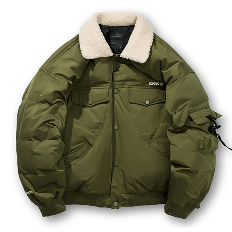 Пуховик мужской с воротником из меха ягненка