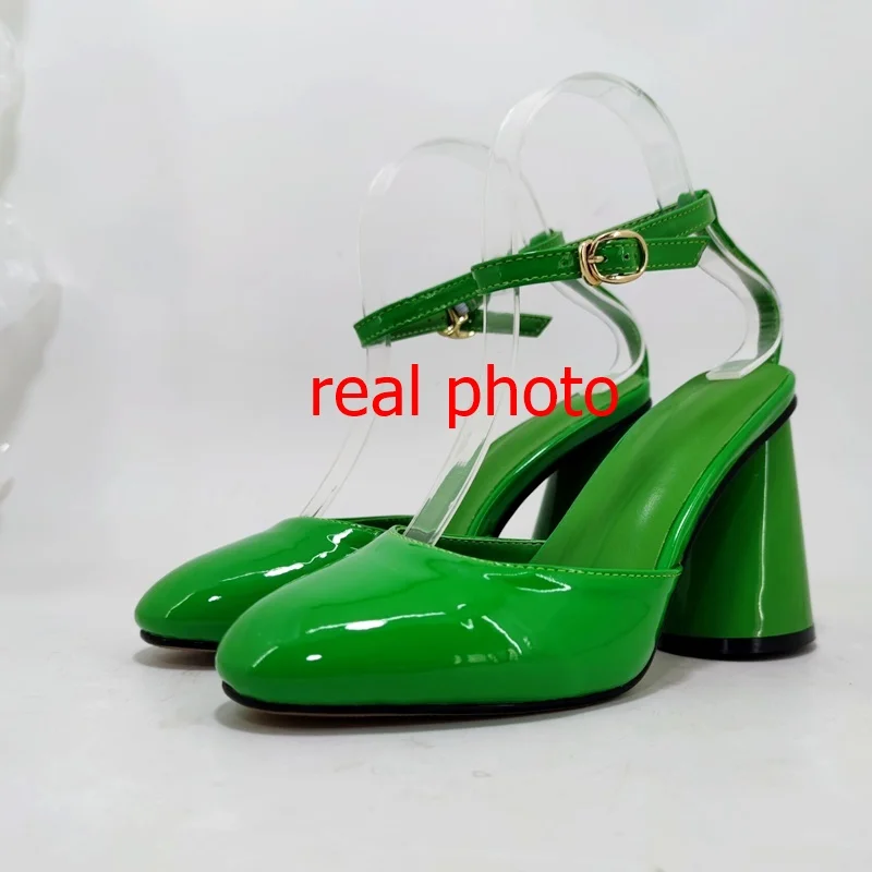 sexy pointed toe patent leather party wedding pumps brand runway back strap dress sandals round high heel summer sandals women