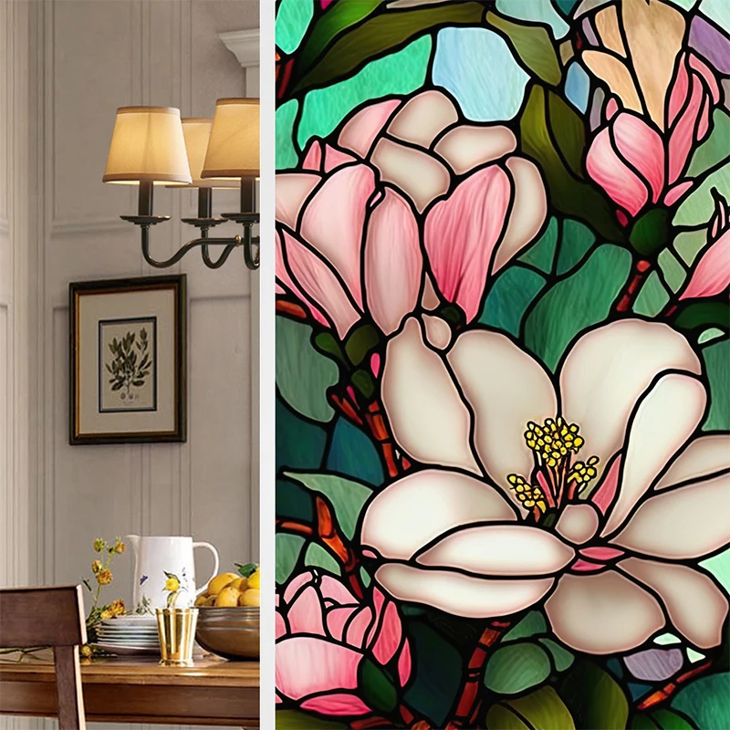 

Электростатические наклейки на окна в стиле ретро с цветами и птицами, ПВХ адсорбционная оконная пленка, наклейки с защитой от УФ-лучей, бло...