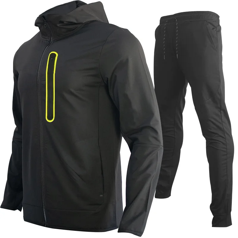 

Men Tracksuits 2 Piece Set Black Sports Suit Jogging Men New Brand Designer Style Tech Sweatpants Black Techwear Polyester