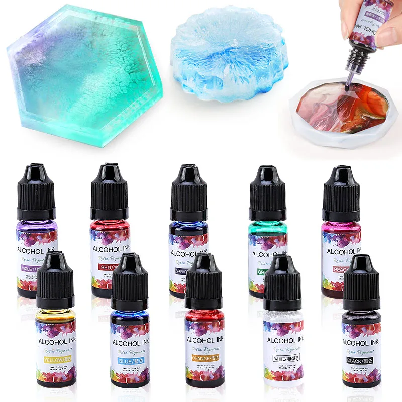 

10ML Art Ink Alcohol Resin Pigment Liquid Resin Colorant Dye Ink Diffusion for UV Epoxy Resin Jewelry Making DIY