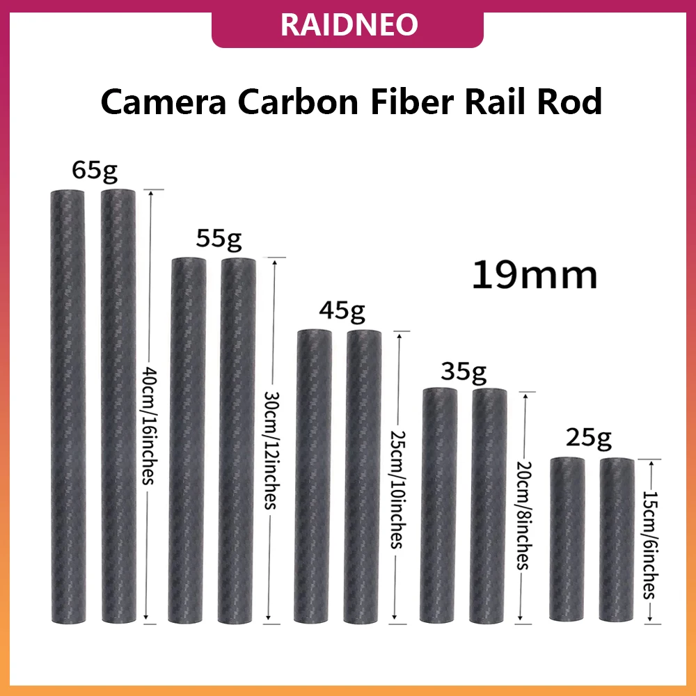 

2 Pcs 19mm Camera Carbon Fiber Rail Rods 6/8/10/12/16 inch for Follow Focus Matte Box Rod Rail Support System DSLR Shoulder Rig