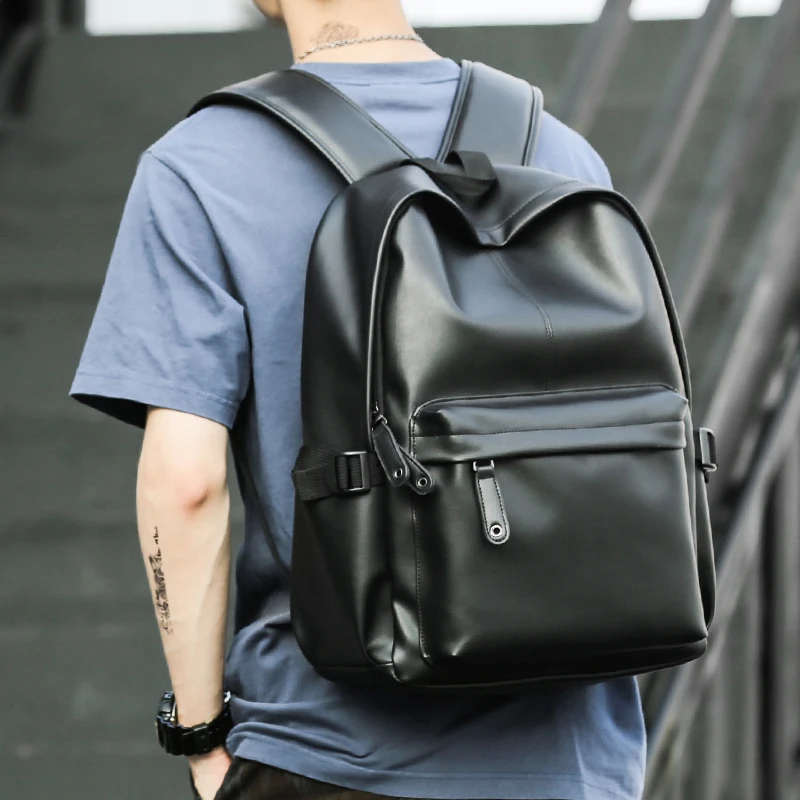 

Кожаный дышащий рюкзак для мужчин и женщин, повседневная сумка на ремне для книг для подростков, дорожный Черный школьный ранец
