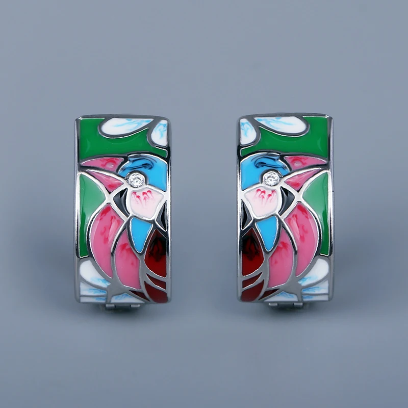 Creative Fashion 925 Silver Plated Earrings For Women Green Spinel Blue Bird Enamel Earrings Trendy Gifts Fine Jewelry Handmade