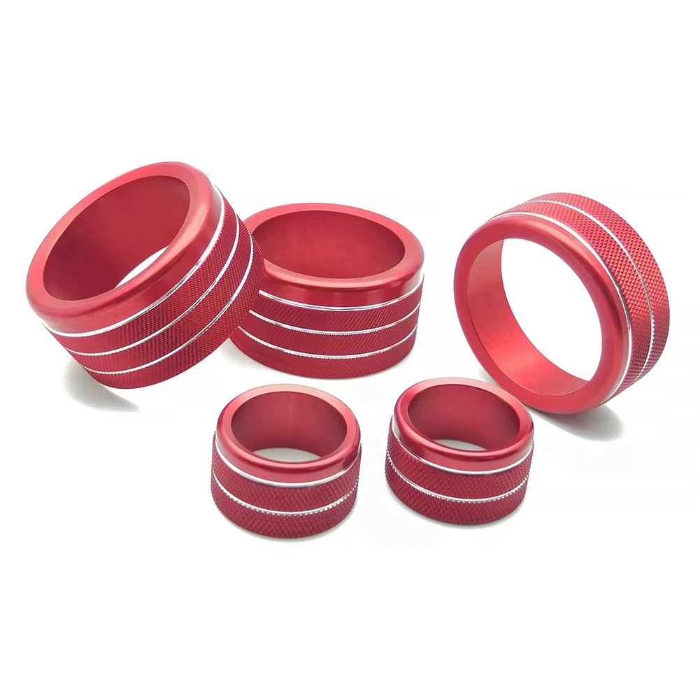 

4WD Wheel Drive Switch Part & Full Time 4WD & PWL-VOL Knob Ring for Toyota -Tundra 2014-2021 (Aluminum ) (Red 5PCS)