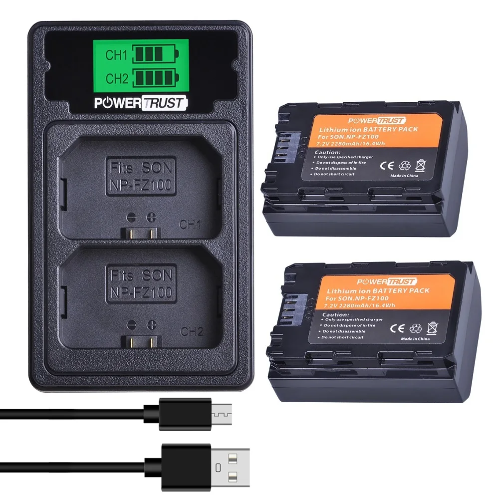 

NP-FZ100 NP FZ100 Battery Charger set (Micro & Type-C Ports)Compatible with Sony Alpha A7 III,A7R III,A7R IV,A9,Alpha 9,A7R3