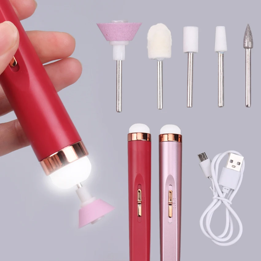 

5 In 1 Electric Nail Drill Sander Machine Manicure Gel Polish Remove Tools USB With LED Light Nail Art Equipment Set