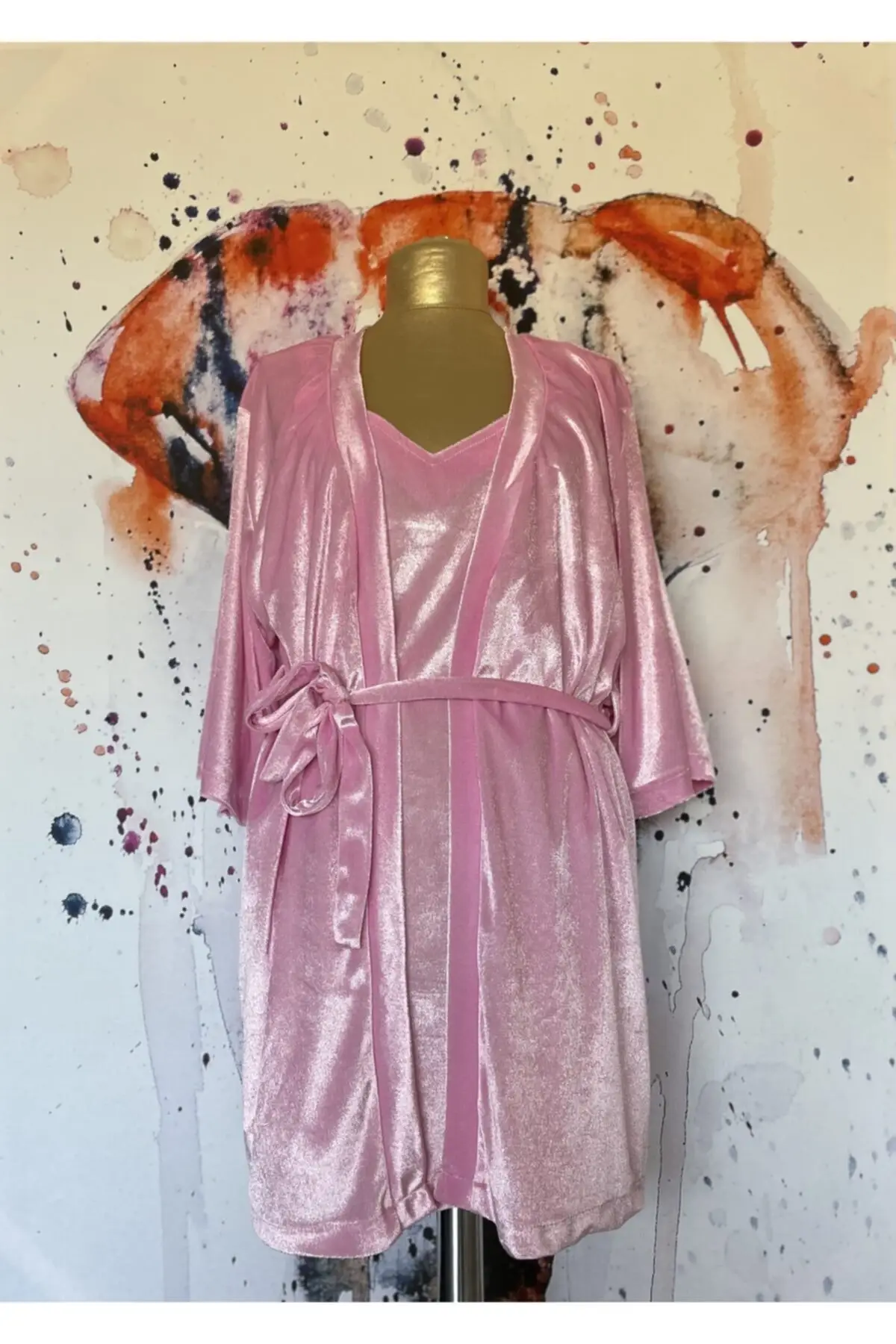 

Dressing Gown Velvet Nightgown And Pink Fashion Robe Robe Robe Robe Sexy Peignoir Kimono Bride Sleepwear Night Gown