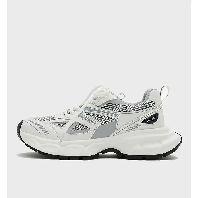 Кроссовки повседневные беговые кроссовки серебристые на толстой подошве