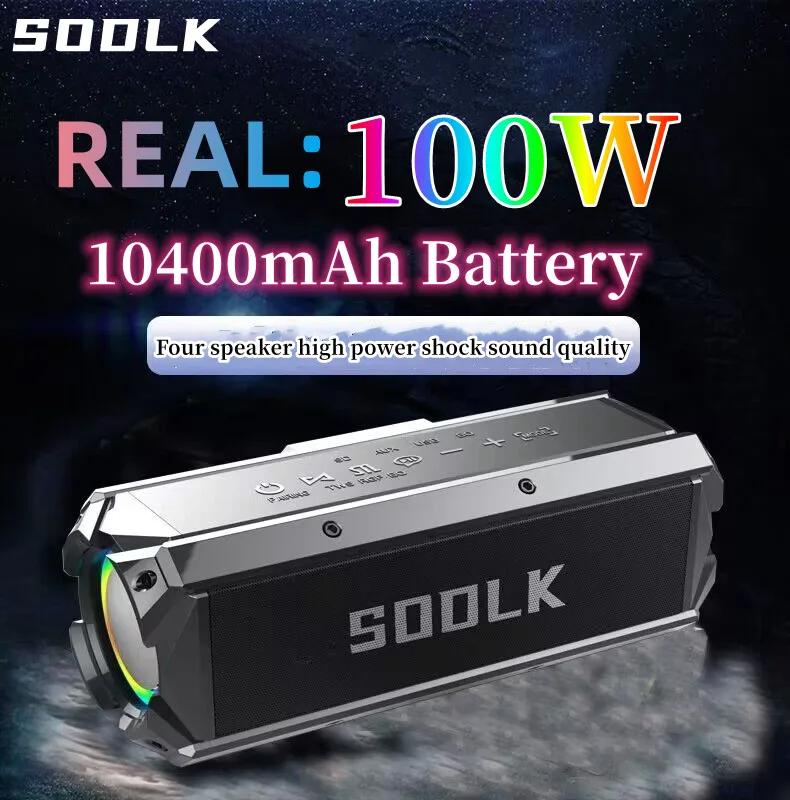 

SODLK100W Big-Power Home Theater Subwoofer Bluetooth Speaker Portable Outdoor Wireless Speaker TWS Stereo Sound With Power Bank