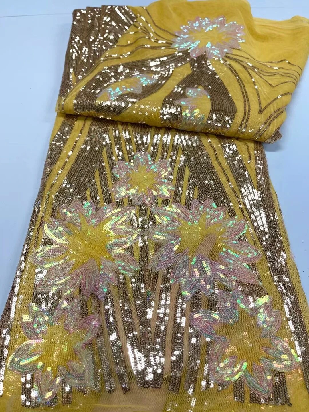 

2023High Quality African Nigerian Tulle Lace Fabric For Sewing Wedding Party Gown Dress Embroidered Net Cloth 5Yard