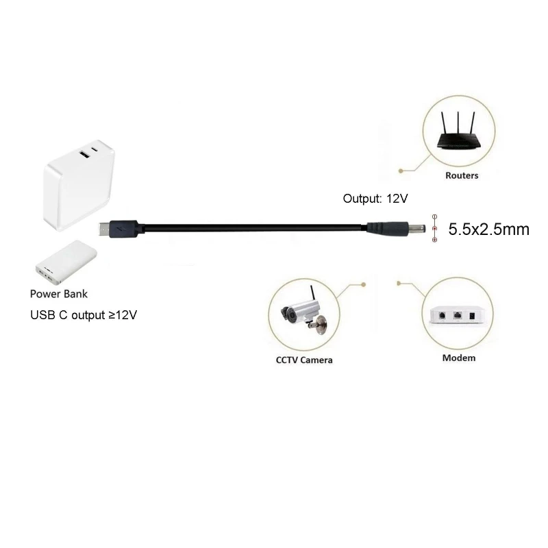 Кабель питания USB C Type PD на 12 В 2 5/3 5/4 0 x мм для беспроводного маршрутизатора