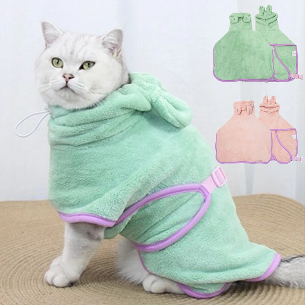 

Dogs Bathrobe Super Absorbent Fast Drying Hooded Cute Pet Bathrobe Towel for Cats Dogs Adjustable Microfiber Coat Corgi Pugs