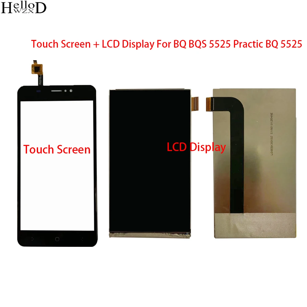 

5.5 For BQ BQS 5525 Practic BQ 5525 Touch Screen + LCD Display Digitizer Front Glass Panel Assembly Lens Sensor With Tools