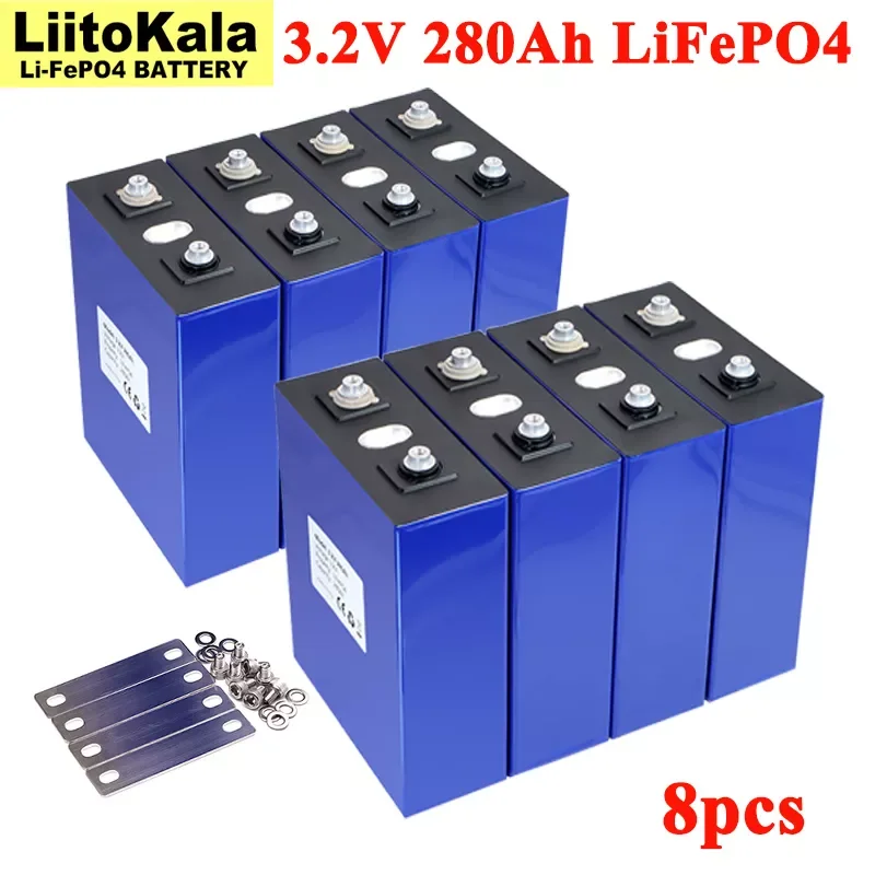 

2023New 8PCS Liitokala 3.2V 280Ah lifepo4 battery DIY 12V 24V Rechargeable Batteries for Electric car RV Solar Energy storage sy