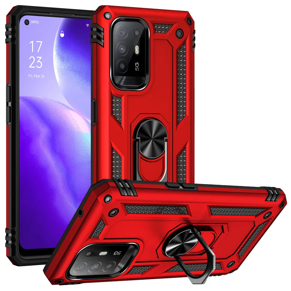 

For OPPO Reno 5Z 4F 5F Case Shockproof Rugged Armor Magnetic Car Holder Ring Phone Cases for Reno 4 5 Lite Back Cover Reno 5z