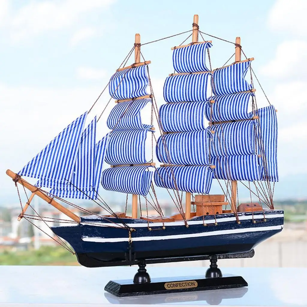 

Mediterranean Pirate Ship Sailboat Wood Model Decorative Nautical Decor New