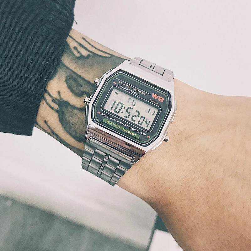 Ультратонкие Светодиодные Цифровые Детские Часы С Ремешком Из Нержавеющей Стали