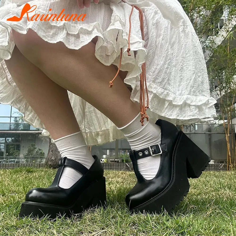 Chunky Platform Mary Janes Pumps 2023 Brand New Spring Summer T-strap Stylish Walking Comfy Pumps Sandal  Women Footwear Shoes