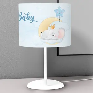 Cute Elephant Sleeping In The Sky Children Bedroom Nightstand Night Desktop Lamp Decorative Lampshade Book Reading Light Lantern