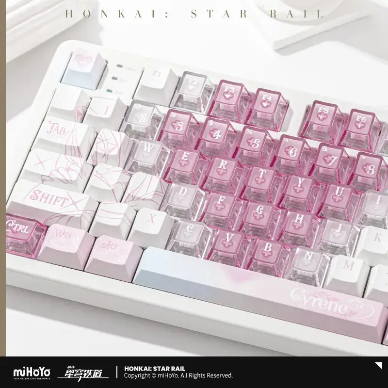 Фото Оригинальная беспроводная механическая клавиатура miHoYo Game Honkai Star Rail Cyrene 2.4G с интерфейсом Bluetooth 5.0 Type-C, подарок на Рождество для косплея №3
