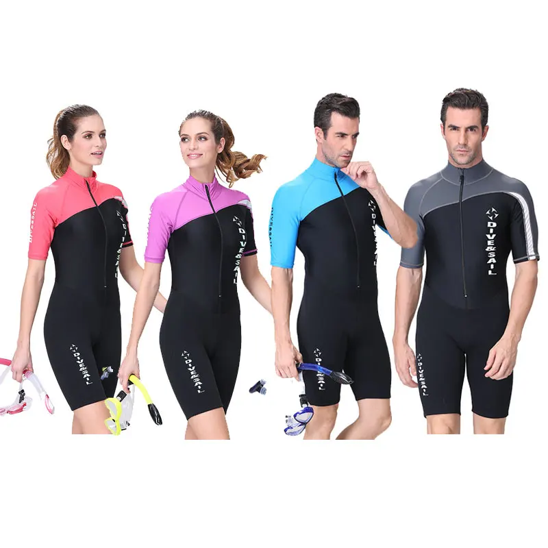 

Mens Womens 1.5mm Neoprene with Lycra Shorty Wetsuit Full Body Diving Suit Rash Guard Front Zip for Snorkeling Surfing Swimming