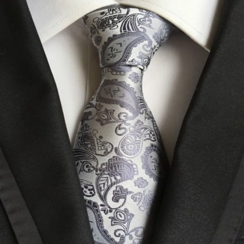 

2/1pcs Gray Men Ties Stripe Flower Floral 8cm Jacquard Necktie Accessories Daily Wear Cravat Wedding Party Gift