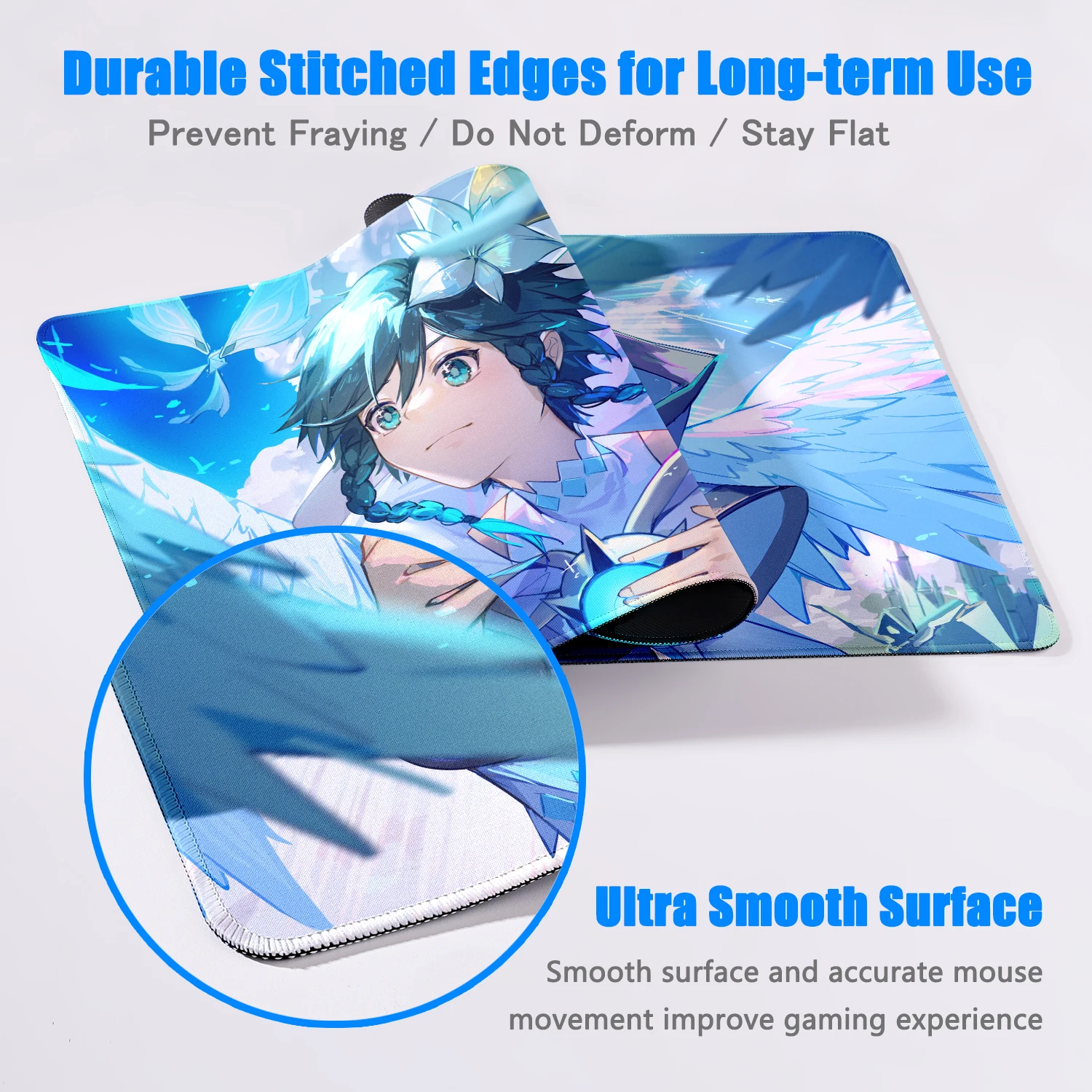 Hot selling item Genshin Impact Venti Large game electronic sportse accessories HD Printing Computer Lock edges Rubber Mouse Pad