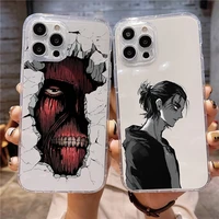 attack on titan clear transparent phone case for iphone 11 12 13 mini pro xs max 8 7 6 6s plus x se xr