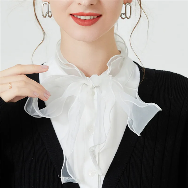 Стильная блузка со съемным воротником, кружевная поддельная рубашка с воротником-черепахой, накладные белые женские воротники, половинная рубашка, женская блузка из искусственного картона 2022