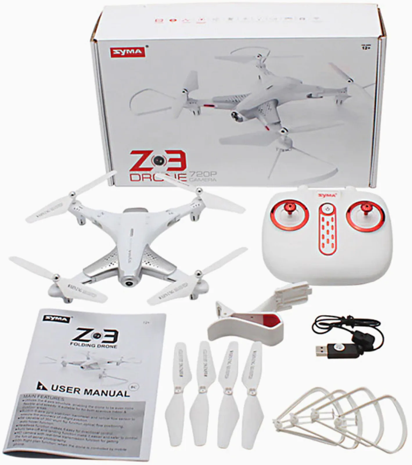 Квадрокоптер/летательный аппарат/дрон/коптер/белый/Z3/с камерой/детский/на