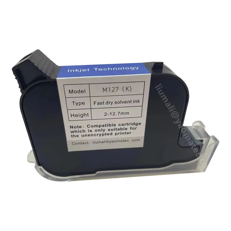 

M127K Handheld Printer Ink Cartridge Fast Dry Eco Solvent 600DPI Print Height 12.7mm Inkjet Printer Colorful Ink Cartridge