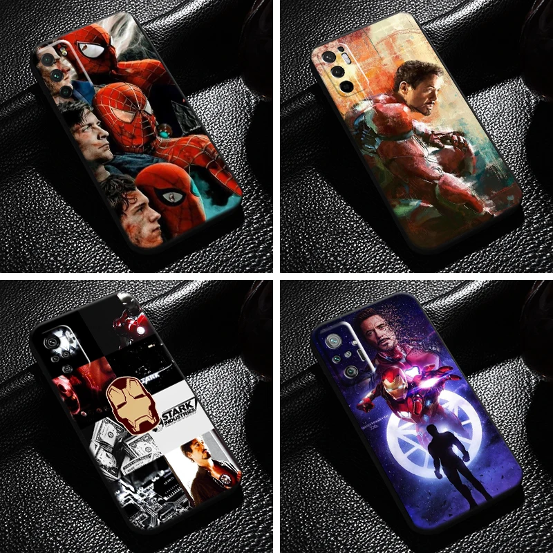 

Avengers Iron Man Spiderman For Xiaomi Redmi Note 10 10S Pro Max Note 10T 5G Phone Case Back Carcasa Black Soft Silicone Cover