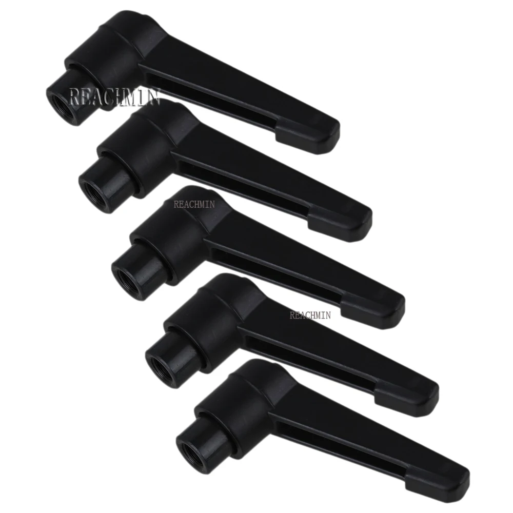 

M6 Black Zinc Alloy Female Thread Machinery Adjustable Clamping Handle Lever 50mm Pack of 5