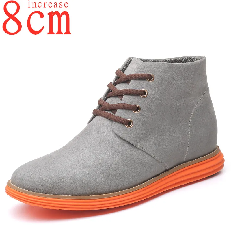 

Inner Heightening Leisure Men's Boots Increase Shoes 8cm Elevator Men's Trendy Tooling Short Boots Rises Denim Martin Boots Male