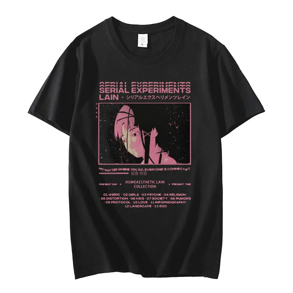 

Anime Serial Experiments Lain Japan Comic Print T-shirt Summer Men Women Thin Cotton Loose T Shirt Hip Hop Streetwear Male Tees