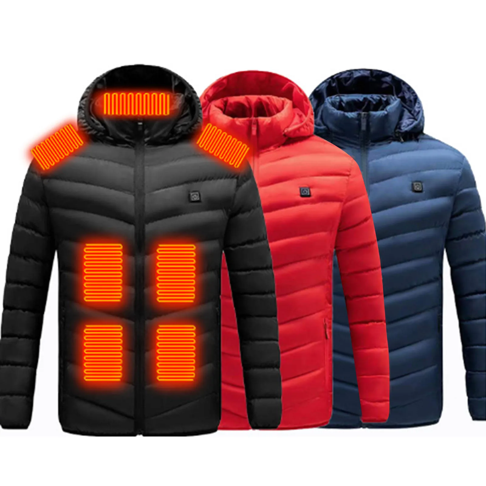 

Куртка женская с капюшоном и подогревом, моющаяся верхняя одежда с карманами, 13 зон, зимняя одежда