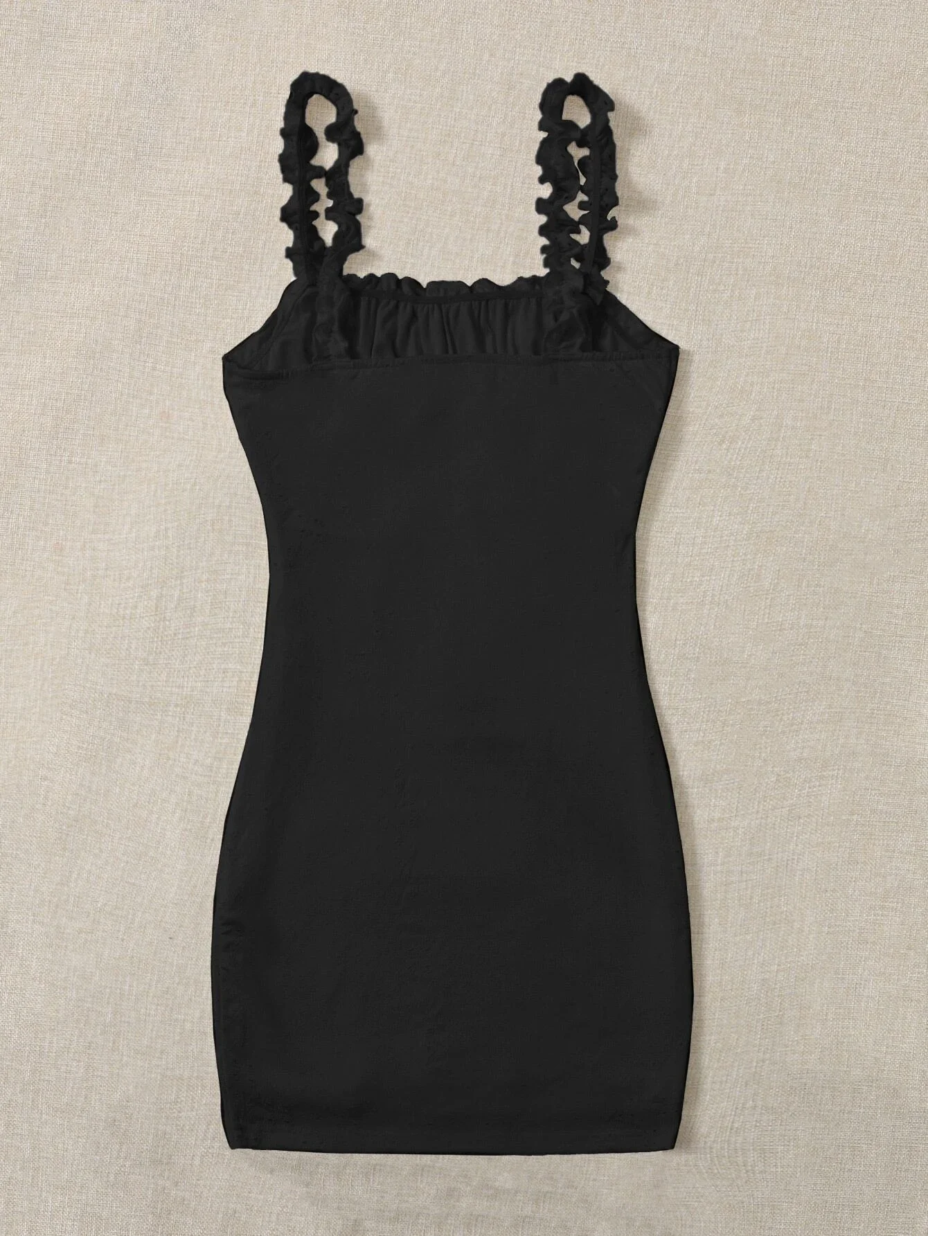 

2022 Frill Trim Strap Knot Front Ruched Bust Eyelet Dress