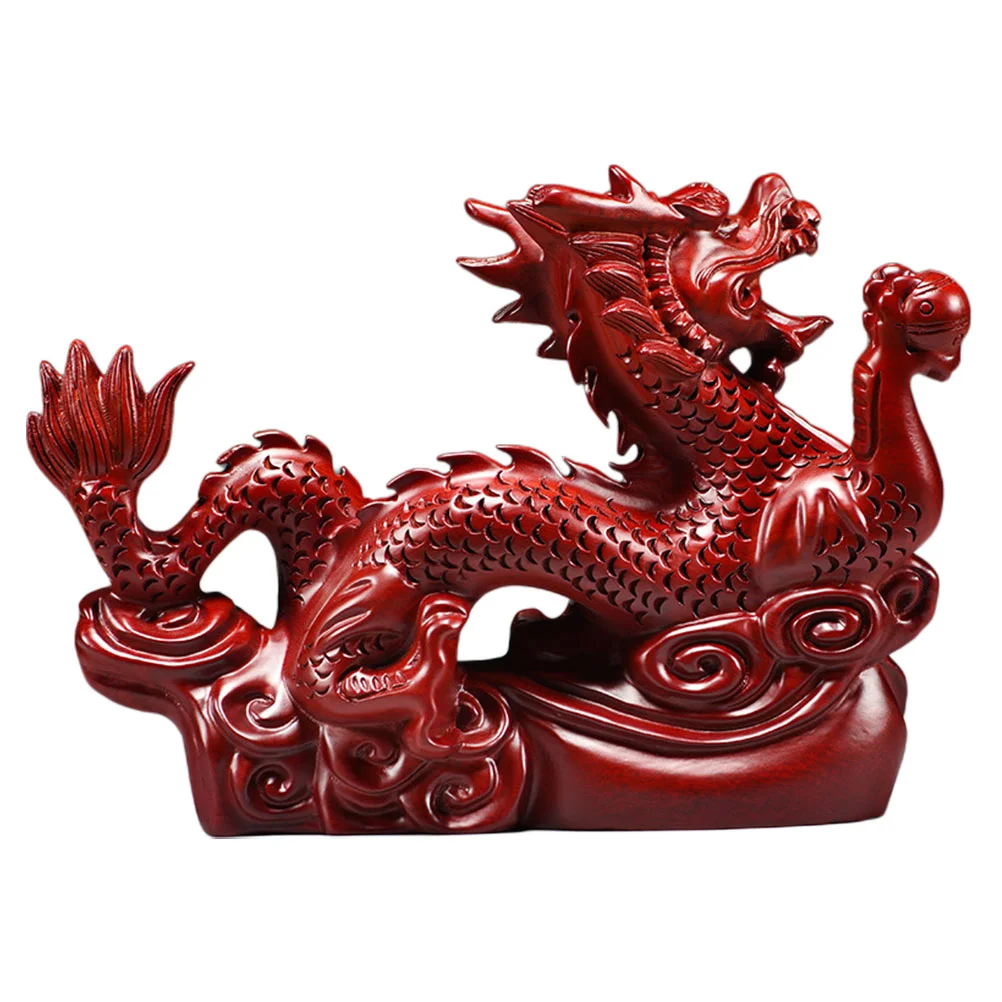 

Dragon Ornament Desktop Figurine Decor Wood Crafts Chinese Zodiac Auspicious Shape Adornment Office